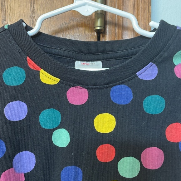 Hanna Andersson UEC Girls Size 8 Black Pink Polka Dot Skater Dress Celebration - Picture 5 of 11